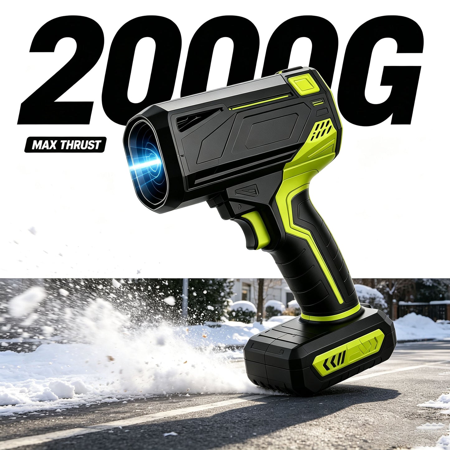 Cordless Leaf Blower 2000g Powerful Airflow | Portable Blower for Yard, Car & Snow
