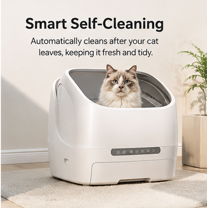 Smart Self Cleaning Cat Litter Box with App Control & Odor Control