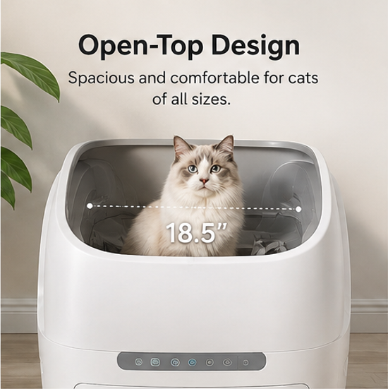 Smart Self Cleaning Cat Litter Box with App Control & Odor Control