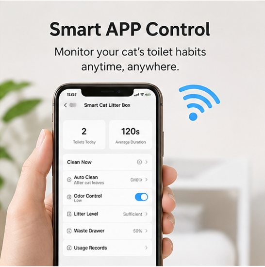 Smart Self Cleaning Cat Litter Box with App Control & Odor Control