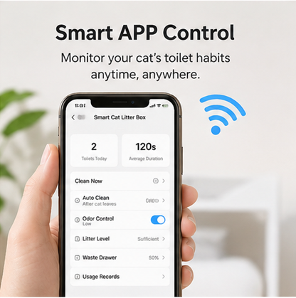 Smart Self Cleaning Cat Litter Box with App Control & Odor Control