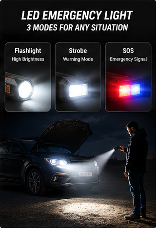 6 in 1 Car Emergency Power Station Jump Starter with Air Compressor