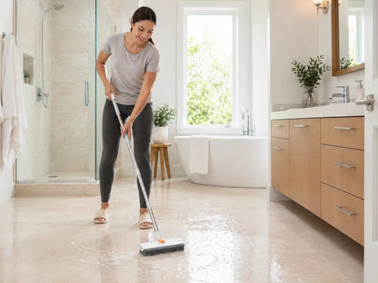 3 In 1 Floor Scrub Brush with Adjustable Long Handle & Built In Scraper