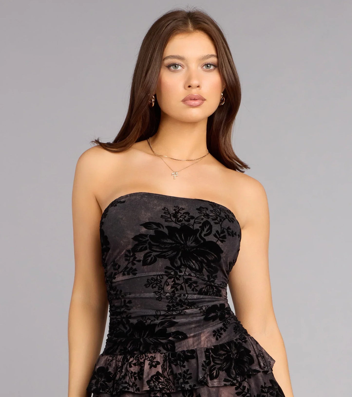 After Hours Bloom Floral Burnout Mesh Mini Dress